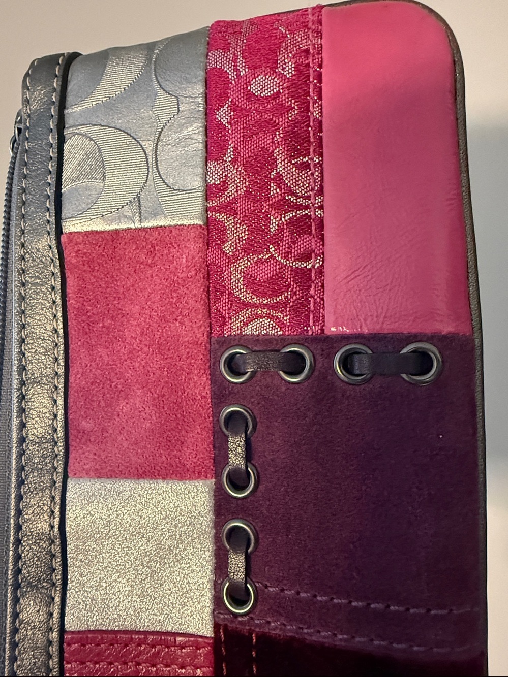 Coach Pink & Silver Patchwork Wristlet,holiday limited edition Y2K NWOT,dustbag - Picture 6 of 7